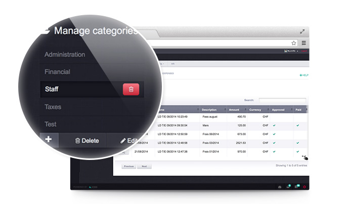 Web expense categories